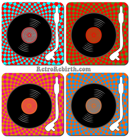 Vinyl Themed Psychdelic Drink Coaster Set - RetroRebirth