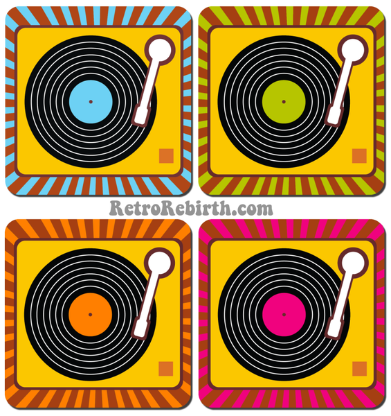 Vinyl Themed Rays Drink Coaster Set 2 - RetroRebirth