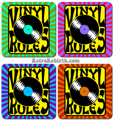 Vinyl Rules Drink Coaster Set - RetroRebirth